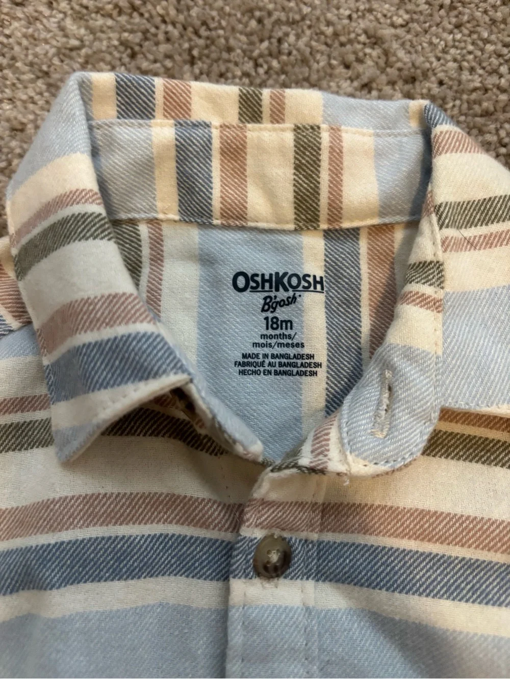 OshKosh B'gosh Lightweight Striped Button-Down in Blue and Cream